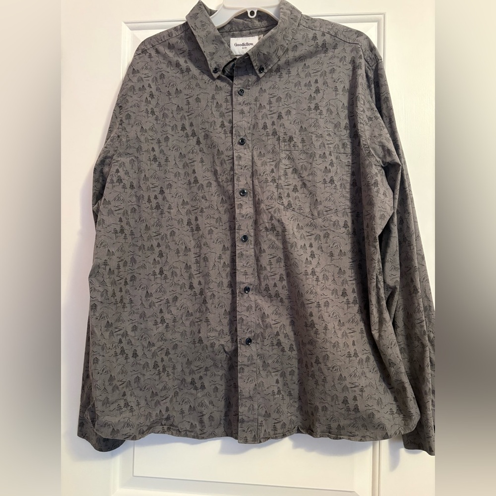 📣‼️ 5 for $50 📣‼️ Goodfellow & Co Men's Black Tree Pattern Shirt Slim Fit